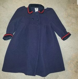 Hartstrings Girls Size 4 Navy Peacoat W/ Red Trim